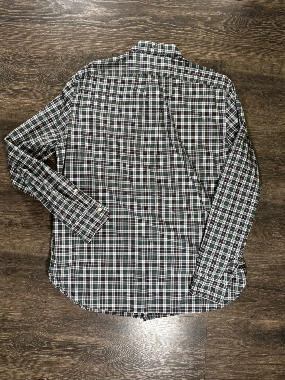 J. Crew Navy Plaid Button-Up Size Large 100%. Cotton